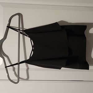 Paper Crane flowy black tank top with criss cross back, size Small